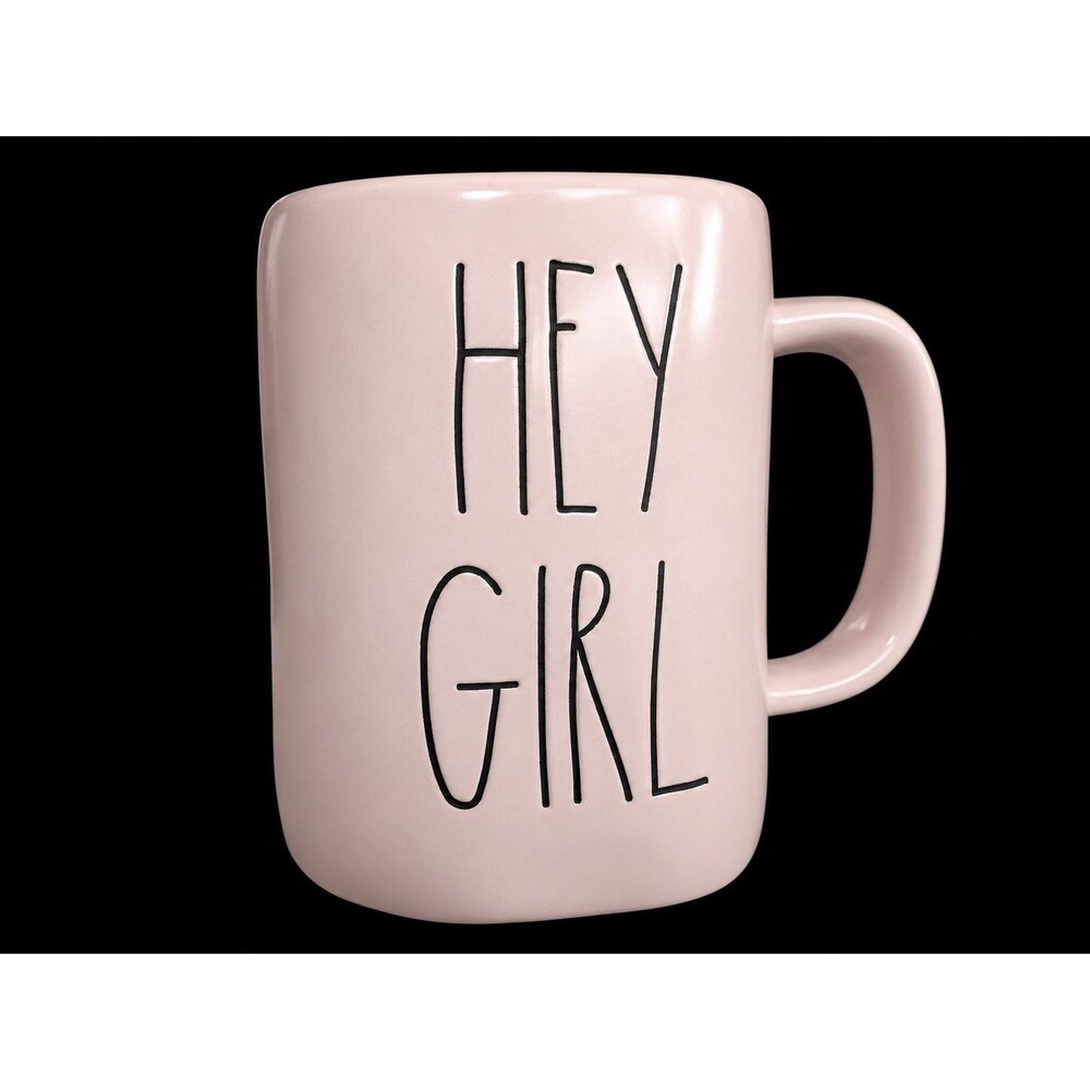 RAE DUNN Artisan Collection by Magenta Hey Girl Coffee Mug Blush Pink 20 OZ.